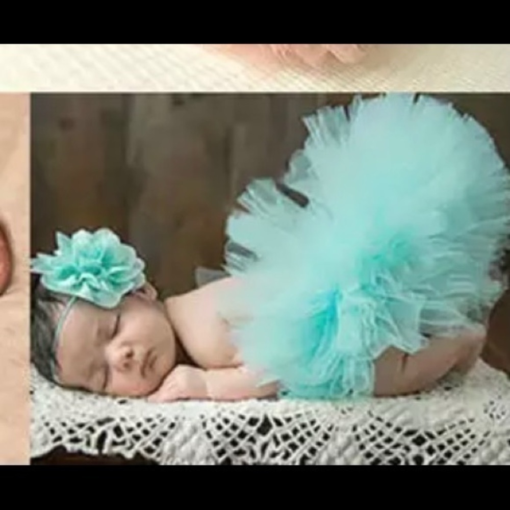 Light green newborn tutu and headband
